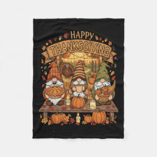 Funny Thanksgiving Gnome Squad With Festive Autumn Fleece Blanket