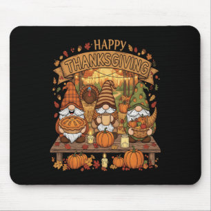 Funny Thanksgiving Gnome Squad With Festive Autumn Mouse Pad