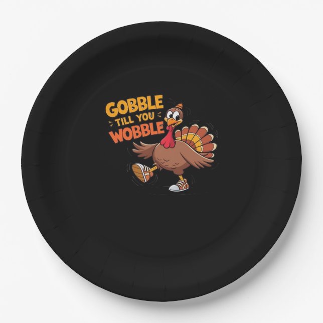 Funny Thanksgiving - Gobble Till You Wobble Classi Paper Plate (Front)
