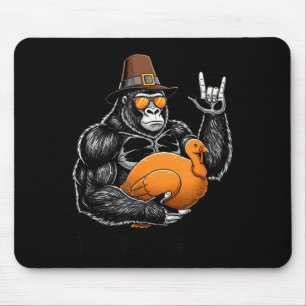Funny Thanksgiving Gorilla Holding Turkey Lgrim Ha Mouse Pad