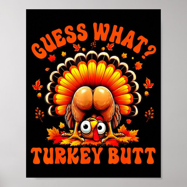 Funny Thanksgiving Guess What Turkey Butt Couples  Poster (Front)