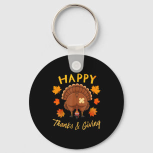 Funny Thanksgiving Guess What Turkey Butt  Keychain