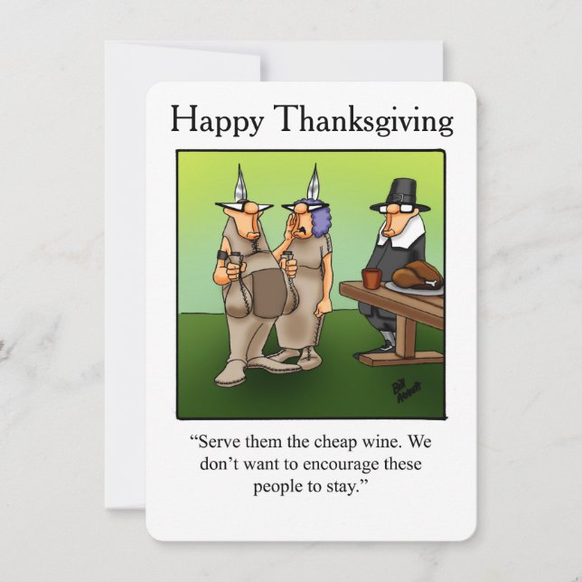 Funny Thanksgiving Humour "Cheap Wine" Invitations (Front)