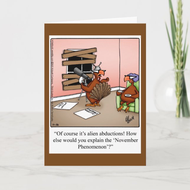 Funny Thanksgiving Humour Holiday Greeting Card (Front)