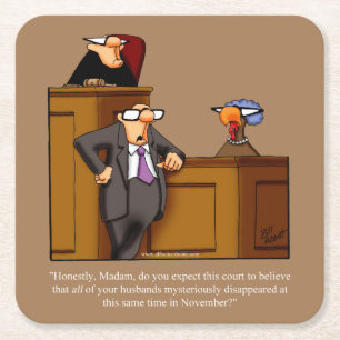 funny Thanksgiving Humour Square Paper Coaster