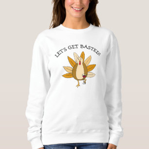 Funny Thanksgiving Humour Turkey with Wine Sweatshirt