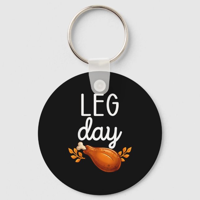 Funny Thanksgiving Leg Day Family Matching Turkey  Keychain (Front)