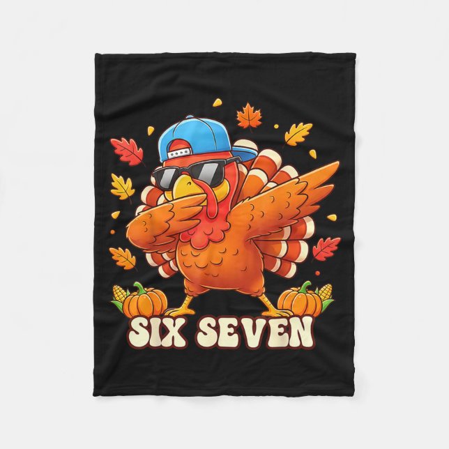 Funny Thanksgiving Outfit Kids Toddler Boys Dab Tu Fleece Blanket (Front)