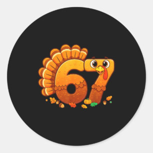 Funny Thanksgiving Outfit Kids Toddler Boys Men 67 Classic Round Sticker