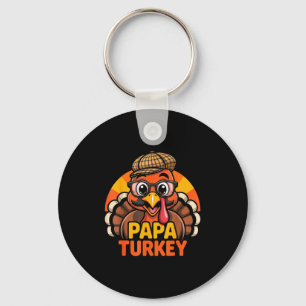 Funny Thanksgiving Papa Turkey Family Matching Men Keychain