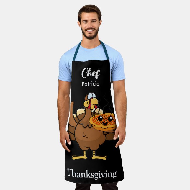 Funny Thanksgiving Personalized Name gift idea  Apron (Worn)