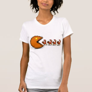 Funny Thanksgiving Pie Eating Turkey Retro Gaming T-Shirt
