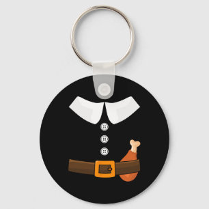 Funny Thanksgiving Pilgrim Costume With Turkey Leg Keychain
