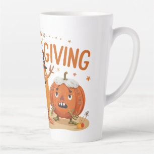 Funny Thanksgiving Pumpkins in Witch Hats Cartoon  Latte Mug