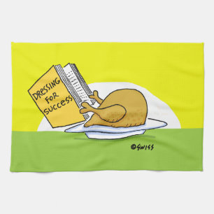 Funny Thanksgiving Roast Turkey Cartoon Kitchen Towel