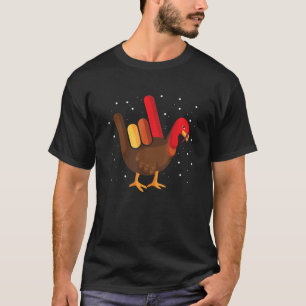 Funny Thanksgiving Sign Language I Love You Turkey T-Shirt