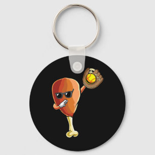 Funny Thanksgiving Softll Team Player Coach Turkey Keychain