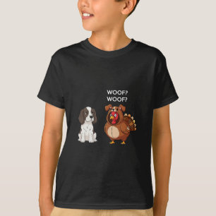 Funny Thanksgiving Springer Spaniel And Turkey  T-Shirt