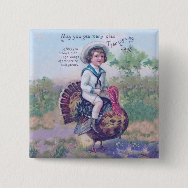 Funny Thanksgiving Turkey 2 Inch Square Button (Front)