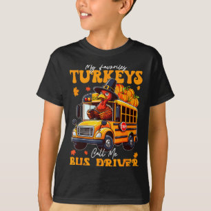 Funny Thanksgiving Turkey Bus Driver School Gift  T-Shirt