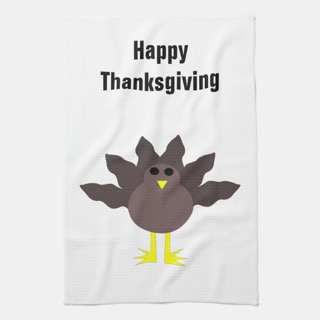 Funny Thanksgiving Turkey Customizable Kitchen Tow Kitchen Towel (Vertical)