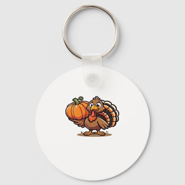 Funny Thanksgiving Turkey Design  Family Holiday M Keychain (Front)