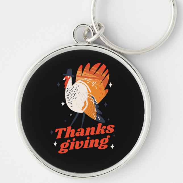 Funny Thanksgiving Turkey Dinner Keychain (Front)