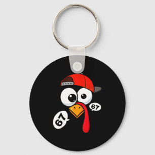 Funny Thanksgiving Turkey Face 67 Six Seven Boy Me Keychain