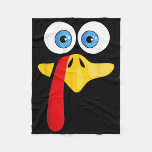 Funny Thanksgiving Turkey Face For Women Kids Men Fleece Blanket