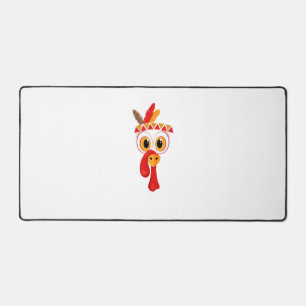 Funny Thanksgiving Turkey Face Indian Feather Head Desk Mat