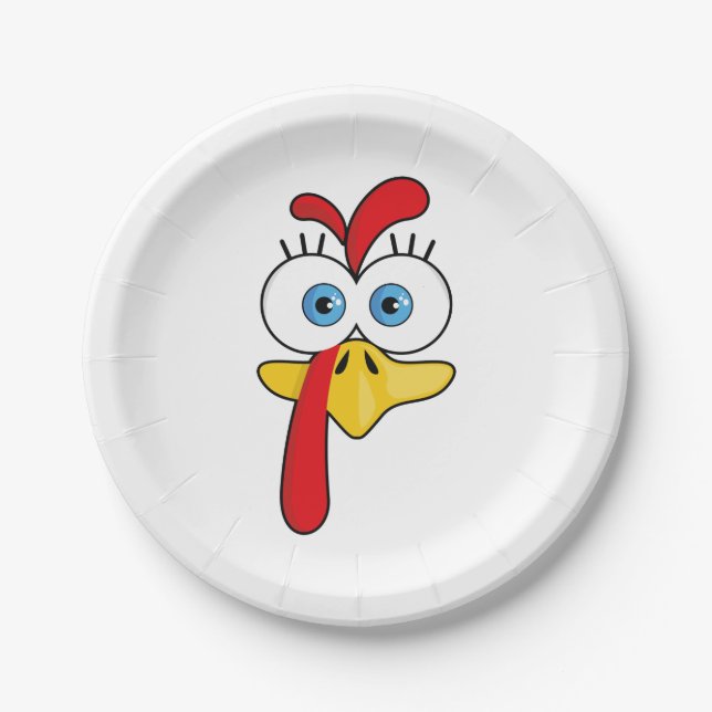 Funny Thanksgiving Turkey Face  Paper Plate (Front)
