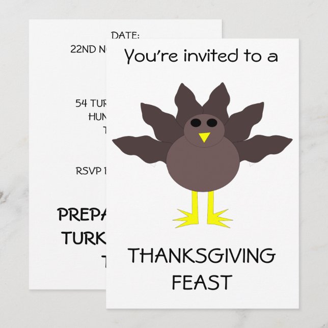 Funny Thanksgiving Turkey Feast Custom Invitation (Front/Back)