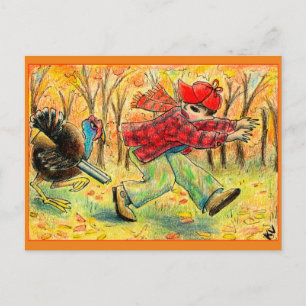 Funny Thanksgiving Turkey Hunter carte postale