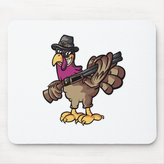 Funny Thanksgiving Turkey Hunter Mouse Pad (Front)