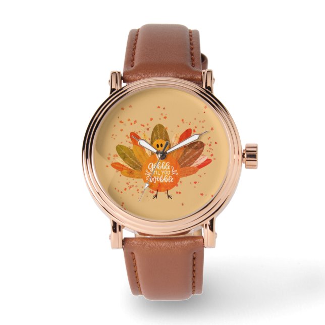 Funny Thanksgiving Turkey in Fall Watch (Front)