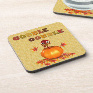 Funny Thanksgiving Turkey in Pumpkin Coaster
