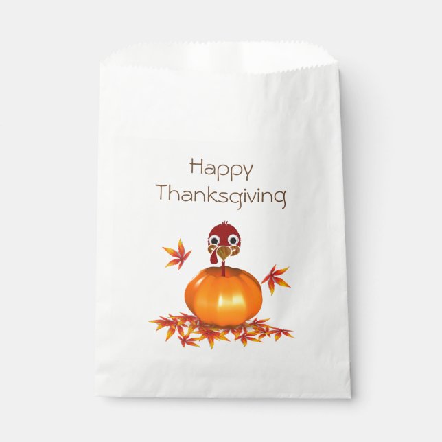 Funny Thanksgiving Turkey in Pumpkin - Favour Bag (Front)