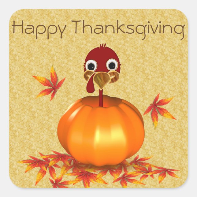 Funny Thanksgiving Turkey in Pumpkin - Sticker (Front)