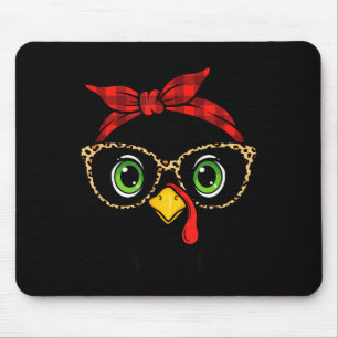 Funny Thanksgiving Turkey, Leopard Gles &amp; Buff Mouse Pad