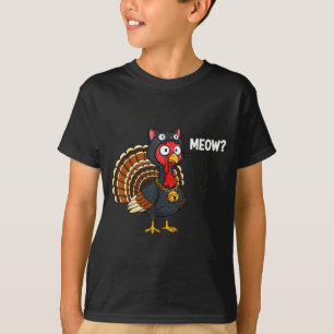 Funny Thanksgiving Turkey Meow Cat Disguise Men Wo T-Shirt
