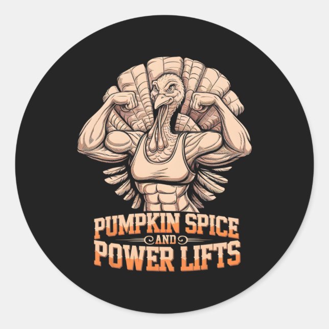 Funny Thanksgiving Turkey Powerlifting Gym Workout Classic Round Sticker (Front)