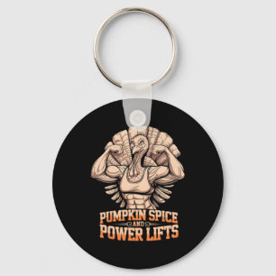 Funny Thanksgiving Turkey Powerlifting Gym Workout Keychain