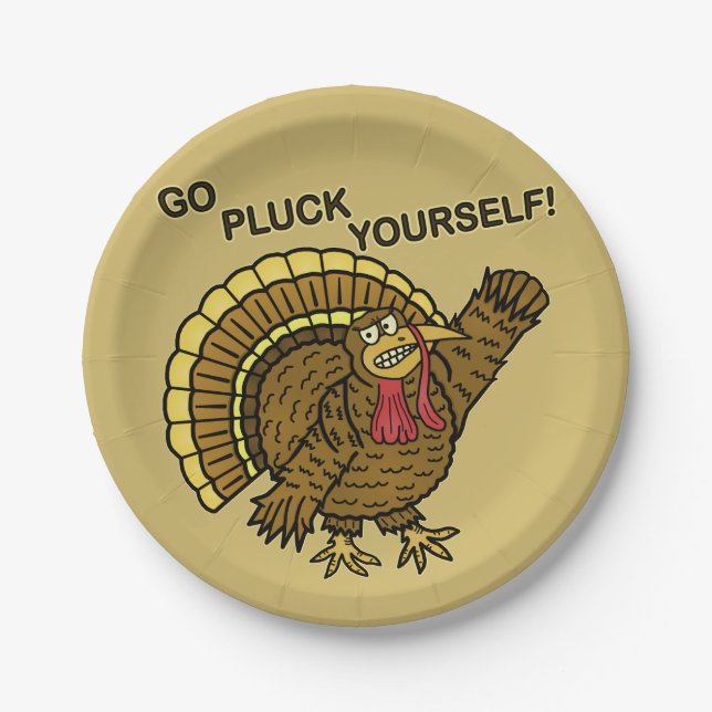 Funny Thanksgiving Turkey Pun Paper Plate (Front)