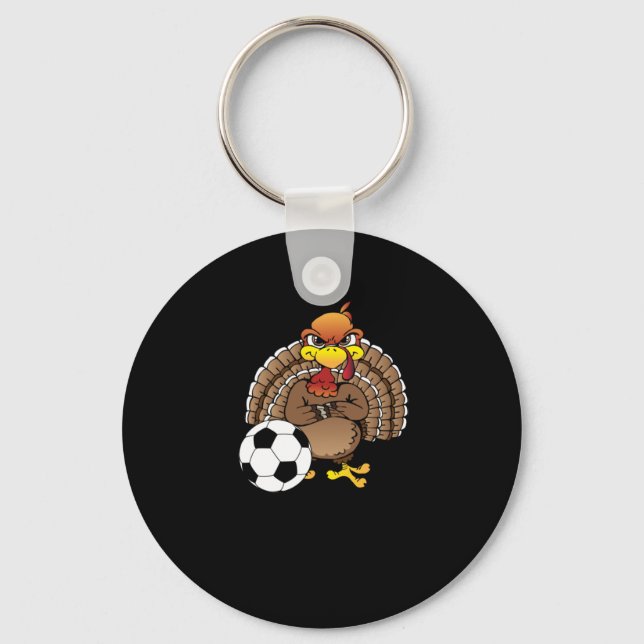Funny Thanksgiving Turkey Soccer Soccer Gift Keychain (Front)