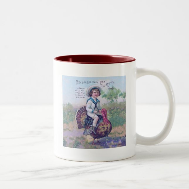Funny Thanksgiving Turkey Two-Tone Coffee Mug (Right)