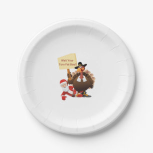 Funny Thanksgiving Wait Your Turn Fat Boy Funny Sa Paper Plate