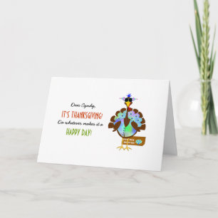 Funny Thanksgiving Wishes-Turkey Disguise Greeting Holiday Card