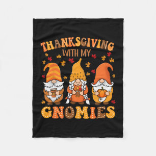 Funny Thanksgiving With My Gnomies Cute Gnome Fall Fleece Blanket