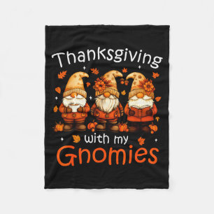 Funny Thanksgiving With My Gnomies Cute Gnome Fall Fleece Blanket