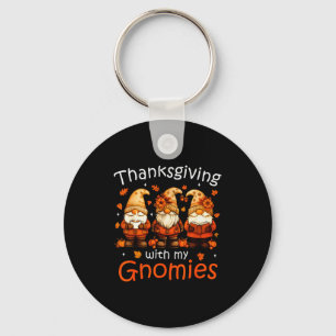 Funny Thanksgiving With My Gnomies Cute Gnome Fall Keychain